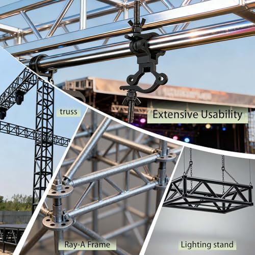 Lighting Truss Swivel Coupler Clamps for Lights, Quick Release Dual Head Truss O Clamp, 35mm-45mm(1.38in-1.77in) Dual Swivel Tube Clamp, Wrap Around Pipe Clamp Mounting Bracket(Black-4Pack)