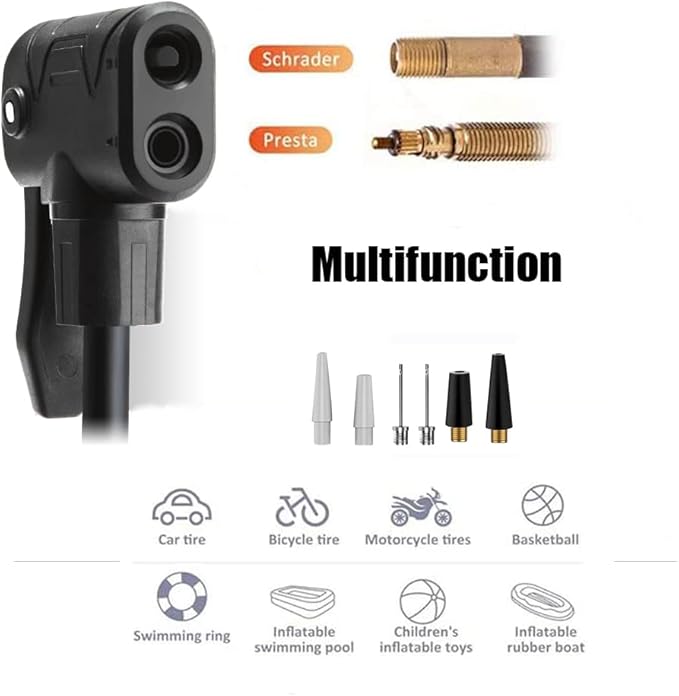 CLOLOP Bike Floor Pump with Gauge, Bike Tire Inflator, Air Pump, Bike Pump with Dual Presta & Schrader Valve Head, Bicycle Air Pump, Ball Pump for Road Bike, Mountain Bikes, Balls