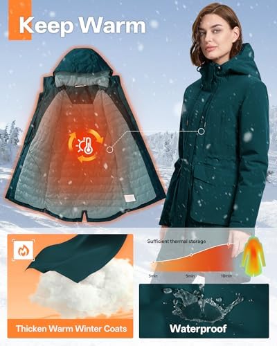 33,000ft Women's Waterproof Winter Coat Long Insulated Jacket with hood
