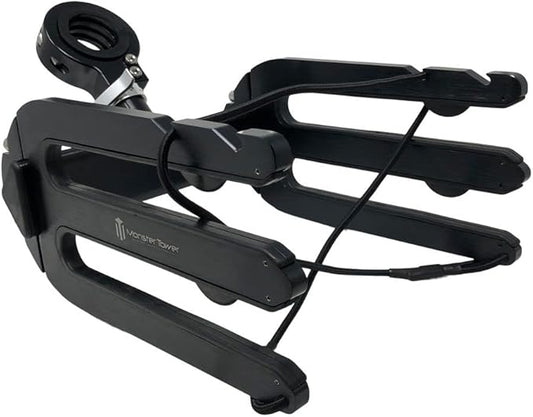 Monster Tower Wakeboard Rack - Quick Release Retractable Mount, Universal Fit for Wakeboard Towers, 360 Degree Rotation, Rubber Bumper, Shock Cord
