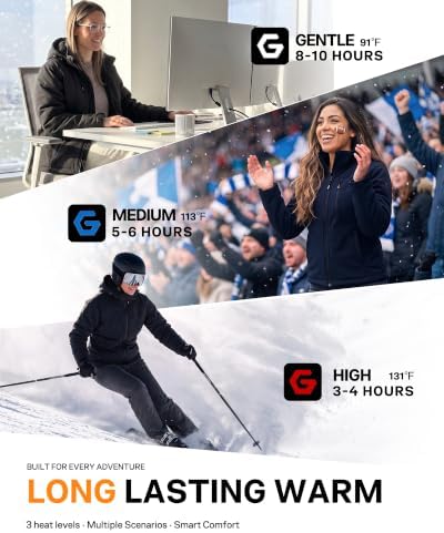Wulcea Graphene Heated Jacket for Women Softshell Waterproof Windproof Hooded 12V 18400mAh Large Capacity Battery Fast Charge