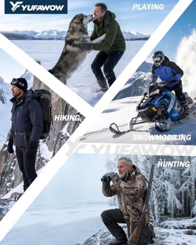 Yufawow Men Winter Jacket Skiing Jacket Insulated Fleece Lined Waterproof Windbreaker for Snowboard Hiking Camping ATV Outdoor Work