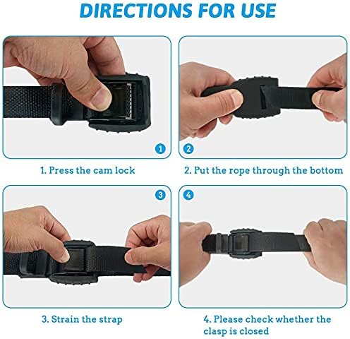 Mind and Action 16 Ft Sturdy Tie Down Strap Lashing Strap with Rubber Padded Cam Lock Buckle,for Car Roof Rack,Kayak Canoe SUP Surfboard Tie Down,Boat Trailer Tow Strap(2 Pack)