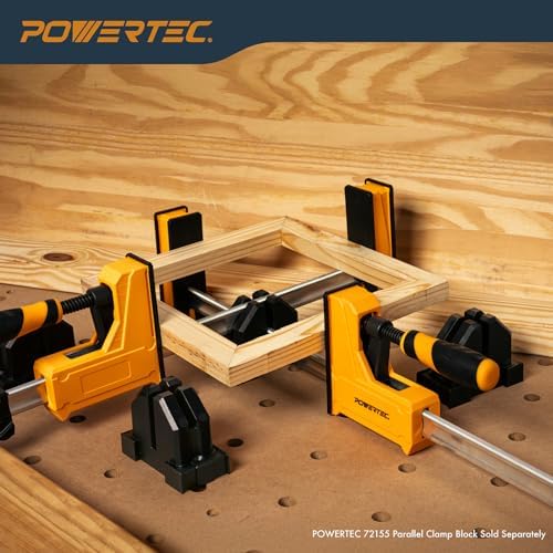 POWERTEC 72232 36-Inch Parallel Clamps for Woodworking | 90 Degree Heavy Duty Steel Bar Jaw Clamp Spreader Tool, 2PK