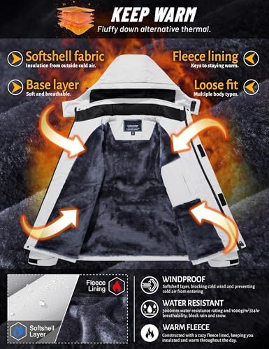 TACVASEN Men's Winter Skiing Jackets Waterproof Thermal Snowboard Coats