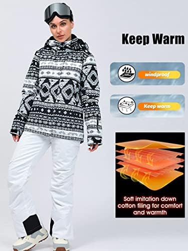 HOTIAN Women's 2 Piece Ski Jackets and Pants Set Skisuit Colorful Waterproof Windproof Insulated Snowsuit Snowboarding Coat