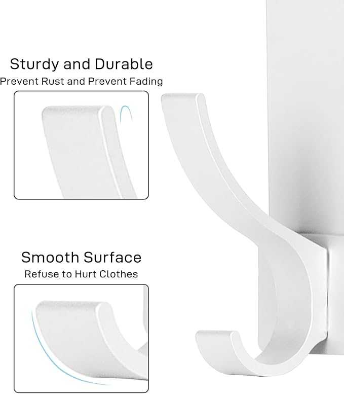 Over The Door Hooks, Door Hanger Hooks for Hanging, Over The Doors Towel Racks for Bathroom with 10 Coat Hook, 2 Pack, Silver, Fit 1-3/4" Doors