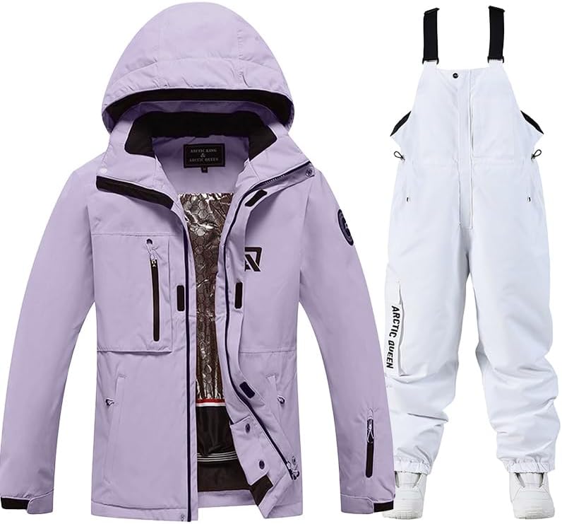 Women's Ski Jackets and Pants Set Windproof Waterproof Snowboard Jacket Bibs Two Piece Ski Suits