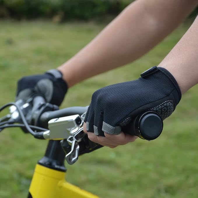 HuwaiH Bike Gloves for Men/Women, Cycling Gloves with Anti-Slip Shock-Absorbing Pad Half Finger Biking Bicycle Gloves