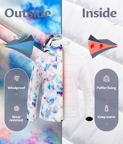 Women's 3 In 1 Waterproof Ski Jacket Windproof Snowboarding Jacket Warm Winter Snow Coat Raincoat