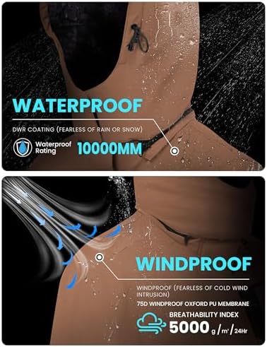WULFUL Men's Waterproof Ski Jacket Warm Winter Coats Windproof Winter Jackets for Men Fleece Lined Windbreaker with Hood