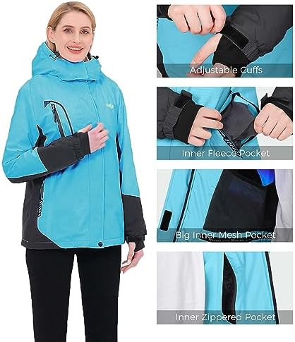 wantdo Women Hardshell Waterproof Windproof Insulated Ski Trekking Jacket