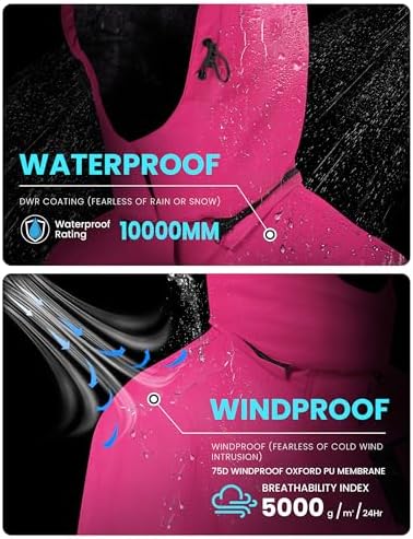 WULFUL Women's Waterproof Ski Jacket Warm Winter Coats Windproof Winter Jackets for Women Fleece Lined Windbreaker with Hood