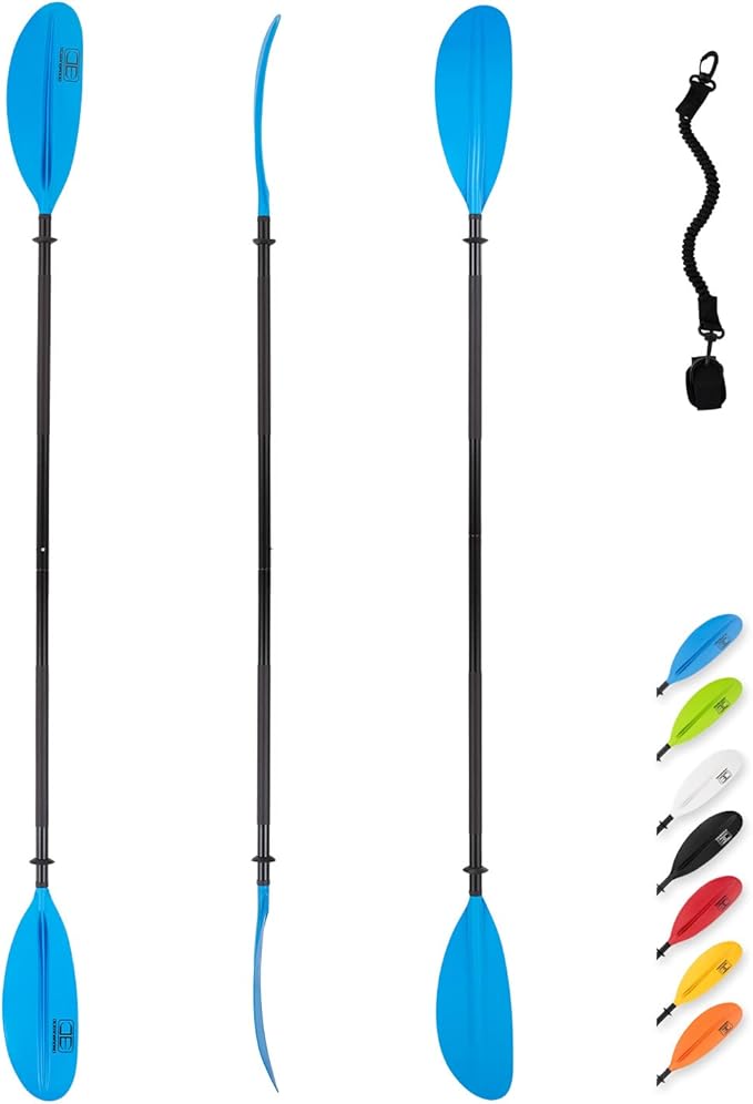 OCEANBROAD カヤックパドル 86インチ/218cm、90.5インチ/230cm、95インチ/241cm 合金シャフト カヤック ボート カヌー用オール パドルリーシュ付き
