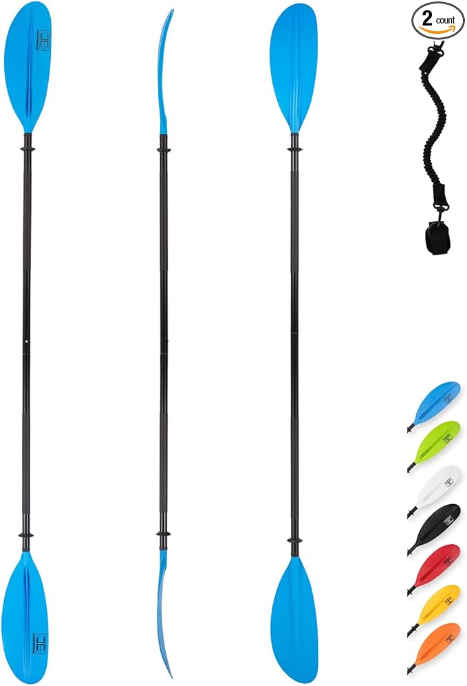 OCEANBROAD カヤックパドル 86インチ/218cm、90.5インチ/230cm、95インチ/241cm 合金シャフト カヤックボート カヌー用オール（パドルリーシュ付き）
