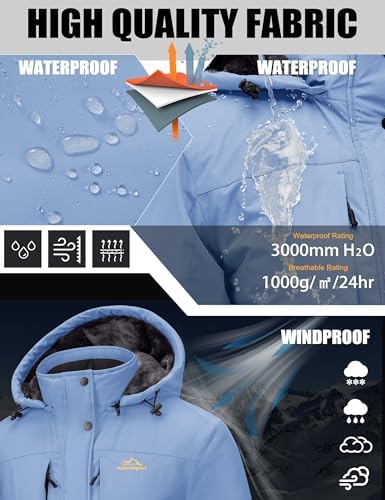 MAGCOMSEN Womens Winter Coats Waterproof Ski Snow Jackets Warm Thermal Coat