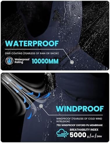 WULFUL Men's Waterproof Ski Jacket Warm Winter Coats Windproof Winter Jackets for Men Fleece Lined Windbreaker with Hood