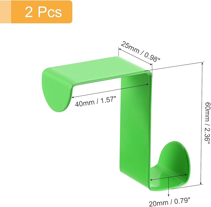 uxcell Over The Door Hooks,2pcs - Stainless Steel Door Hangers Hooks, S-Shaped Double Hooks for Hanging Clothes, Hats, Towels (Green)