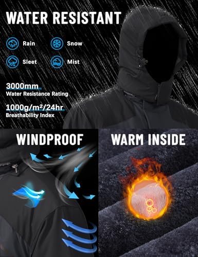 TACVASEN Men's Winter Skiing Jackets Waterproof Thermal Snowboard Coats