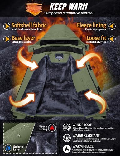 TACVASEN Men's Winter Skiing Jackets Waterproof Thermal Snowboard Coats