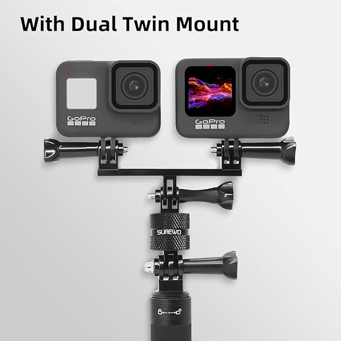 Aluminum 360 Degree Rotation Camera Mount, Metal Bracket Adapter, Aluminum Adapter Camera Mount Compatible with GoPro Hero 13/12/11/10, DJI Action 6/5 Pro/4/3, Sony and Other Action Cameras