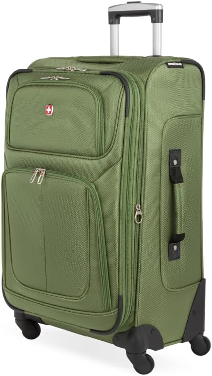 SwissGear Sion ソフトサイド 拡張可能ラゲージ スピナーホイール付き、エバーグリーン、チェック済み-ミディアム 25インチ
