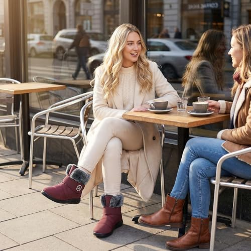 Reimferce Womens Snow Boots for Winter: Comfortable & Warm for All Day Wear - Waterproof Non Slip Booties for Commute Outdoor Walking