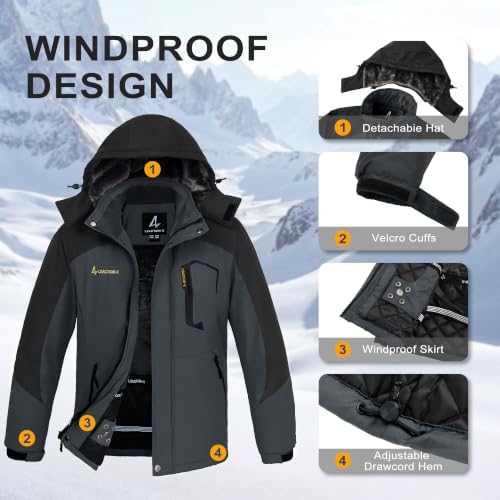 Mens Winter Jacket Ski Snow Waterproof Puffer Parka Coats