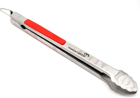 16" Extra-Long Stainless Steel Grill Tongs – Premium Locking BBQ Tongs for Grilling, Cooking, Barbecue, Tailgating – Easy Grip with Hanging Hook, Model 530-0103P