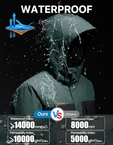 FREE SOLDIER Men's Warm Winter Fleece Lined Ski Snow Jacket with Hood
