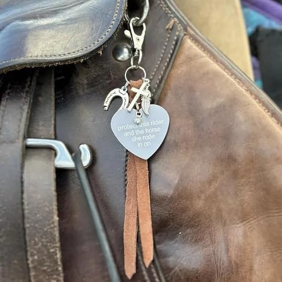 Protect This Rider and The Horse She Rode in On-Saddle Charm, Saddle Heart Charm, Equestrian Riding Gift,Horse Lovers Gifts