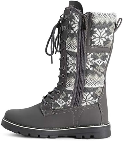 POLAR Womens Faux Fur Warm Thermal Waterproof Outdoor Walking Snow Winter Rubber Sole Calf Boots