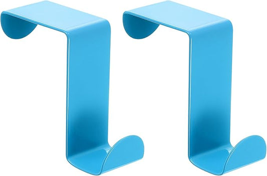 uxcell Over The Door Hooks,2pcs - Stainless Steel Door Hangers Hooks, S-Shaped Double Hooks for Hanging Clothes, Hats, Towels (Blue)