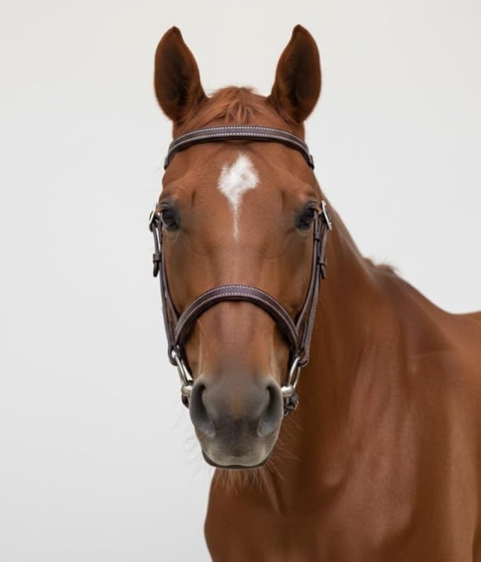 Double Stitched Latigo Leather Browband Western Horse Headstall