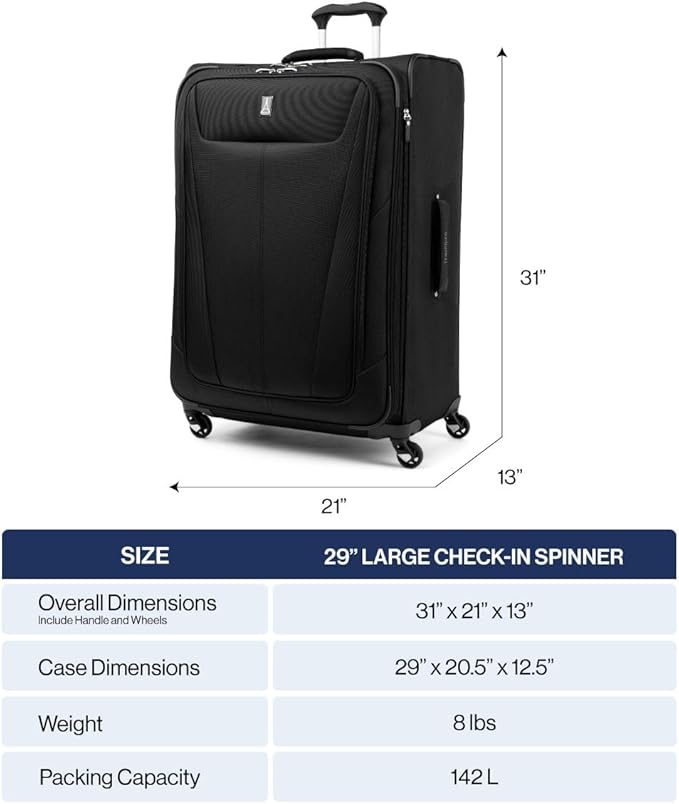 Travelpro Maxlite 5 ソフトサイド 拡張可能 スピナーホイール付きスーツケース 4輪 軽量 男女兼用 オーキッドピンクパープル チェックインLサイズ 29インチ