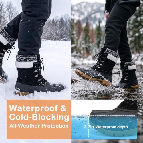 Womens Duck Boots Waterproof Winter Snow Mid-Calf Booties for Cold Weather