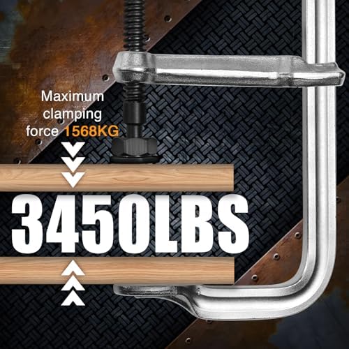 Heavy-Duty 12-Inch F-Clamps, 4-Pack, 3450 Lbs Forged Alloy Steel