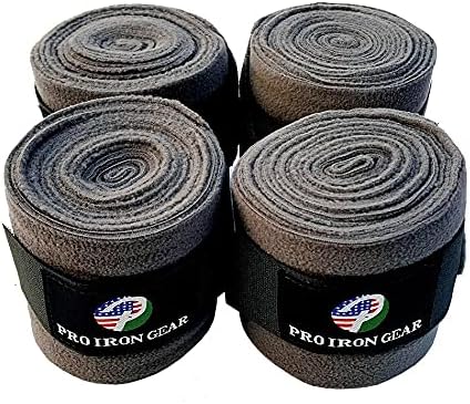 Horse Fleece Wraps Bandages/Polo Wraps/Stable Wraps Equestrian Leg Wraps Set of 4 Equestrian Boot Protection (Gray)