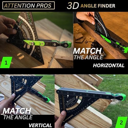 Britton Square Britton Square® 7" Rafter Square - Patented Locking Pivot Arm Angle Finder, Heavy Duty Aluminum Carpenter Layout Tool with 3 Built-in Level Vials for Woodworking, Framing & Roofing