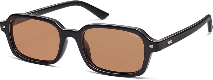 SOJOS Trendy Rectangle Polarized Sunglasses Womens Mens, Small Retro Fashion Thin Slim Square Sunnies SJ2610