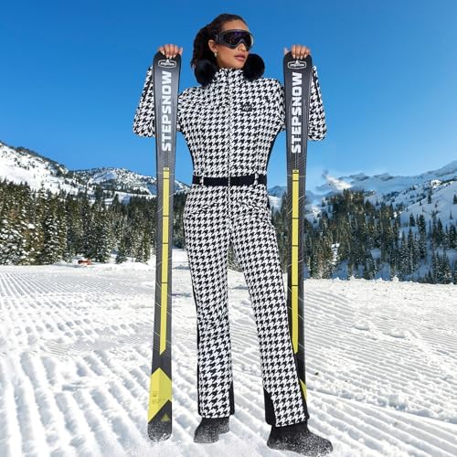 Women's Ski Suit One Piece Snowsuits Snowboard Ski Outfit Faux Fur Collar Slim Jumpsuit Jacket Insulated Windproof
