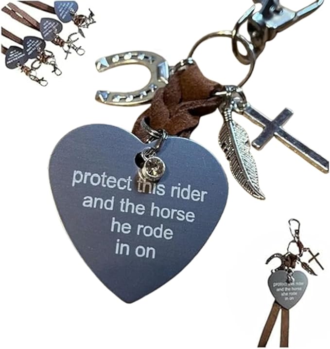 Protect This Rider and The Horse She Rode in On-Saddle Charm, Saddle Heart Charm, Equestrian Riding Gift,Horse Lovers Gifts