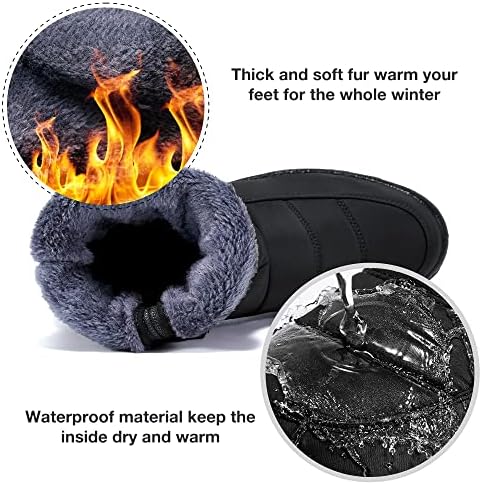 Alicegana Womens Winter Snow Boots for Women Waterproof Warm Fur Lining Mid Calf Boots with Zipper Comfortable Outdoor Shoes