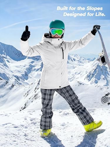 FREE SOLDIER Women's Waterproof Ski Snow Jacket Fleece Lined Warm Winter Rain Jacket with Hood Fully Taped Seams