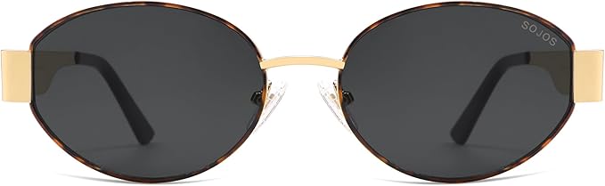 SOJOS Retro Oval Sunglasses for Women Trendy Classic Shades UV400 Protection SJ1256