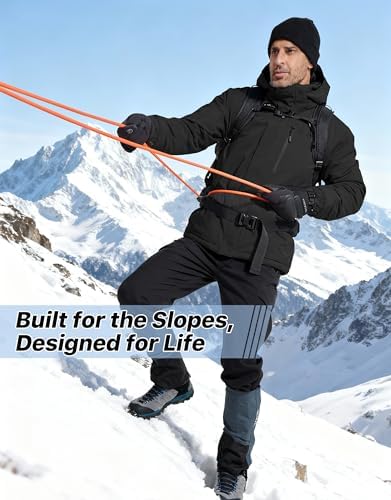 FREE SOLDIER Men's Warm Winter Fleece Lined Ski Snow Jacket with Hood