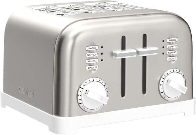 Cuisinart CPT-180WP1 4スライス メタルクラシックトースター、ホワイト/ステンレススチール