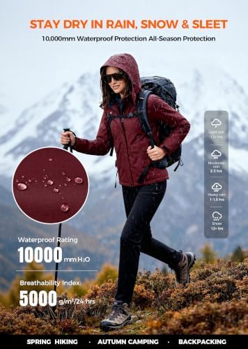 wantdo Women's Waterproof Ski Jacket Warm Fleece Lined Snow Winter Coat