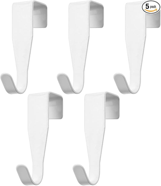5 Pcs Over Cabinet Door Hooks Sturdy Single Metal Over Door Hanger Electroplate Metal Hook Cabinet Storage Hook for Hanging Towels Clothes Bags Cubicle Bathroom Use