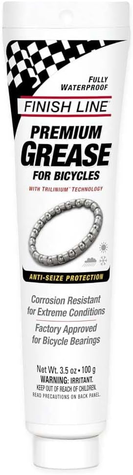 Finish Line Premium Bicycle Grease – High Pressure, Water-Resistant Formula with Rust and Corrosion Protection for Headsets, Hubs and Bottom Brackets, 3.5 oz